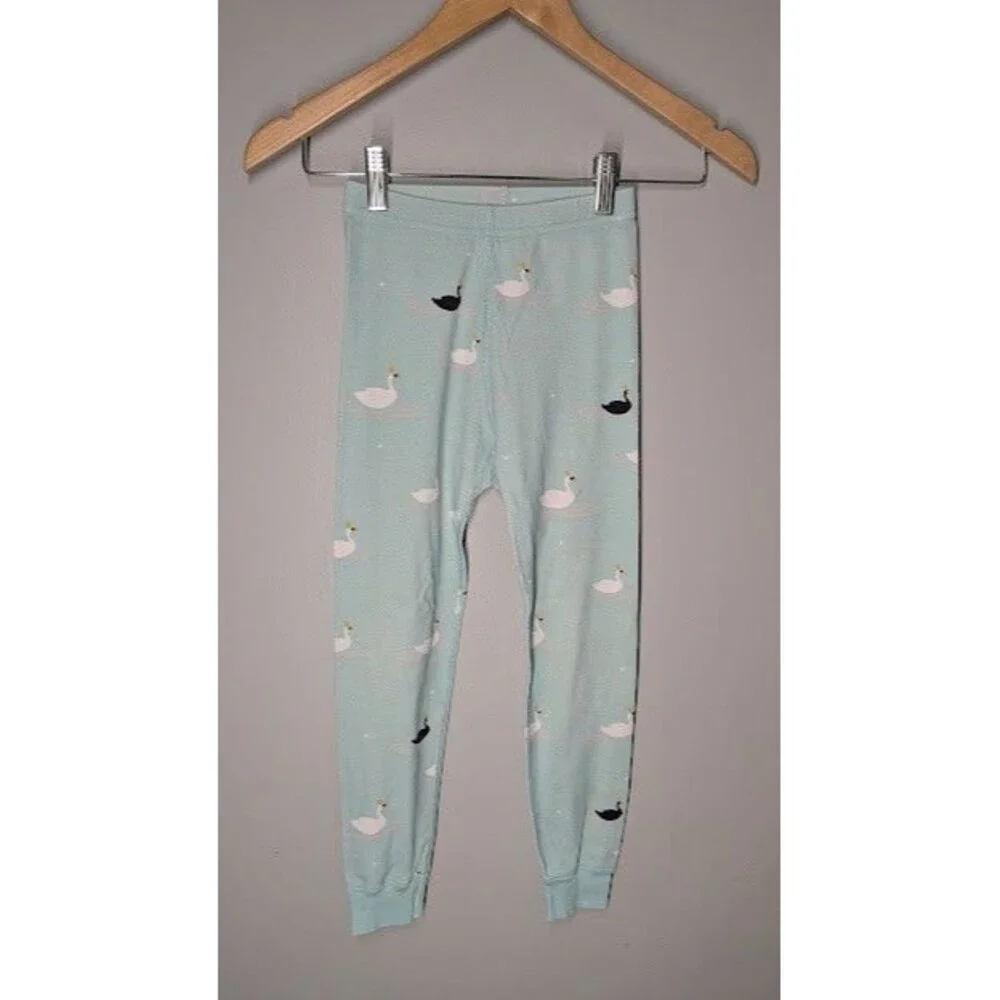 Hanna Andersson Blue Swan Pajama Long John Set Size 120/6-7 *READ